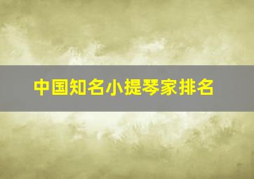 中国知名小提琴家排名