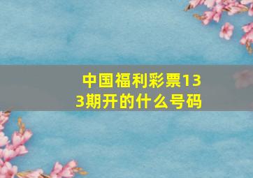 中国福利彩票133期开的什么号码