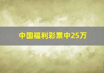 中国福利彩票中25万