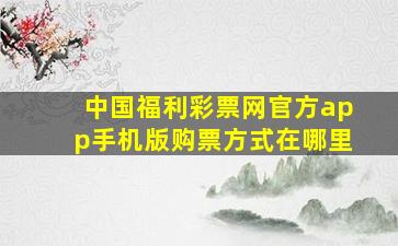 中国福利彩票网官方app手机版购票方式在哪里