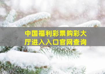 中国福利彩票购彩大厅进入入口官网查询