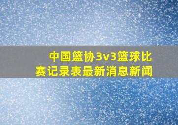 中国篮协3v3篮球比赛记录表最新消息新闻