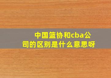 中国篮协和cba公司的区别是什么意思呀