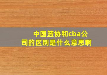 中国篮协和cba公司的区别是什么意思啊