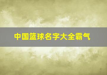 中国篮球名字大全霸气