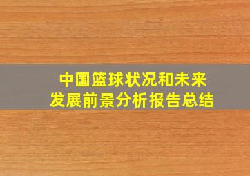 中国篮球状况和未来发展前景分析报告总结