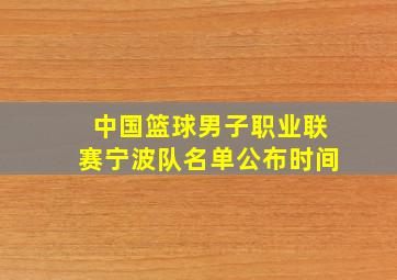 中国篮球男子职业联赛宁波队名单公布时间