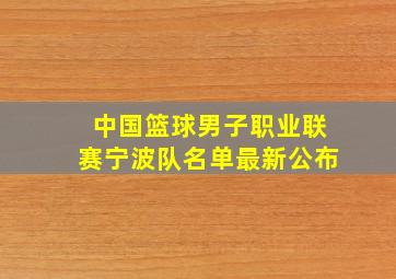 中国篮球男子职业联赛宁波队名单最新公布