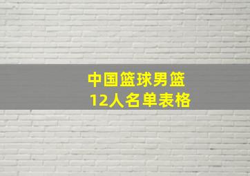 中国篮球男篮12人名单表格