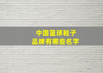 中国篮球鞋子品牌有哪些名字