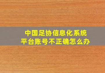 中国足协信息化系统平台账号不正确怎么办