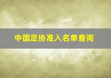 中国足协准入名单查询