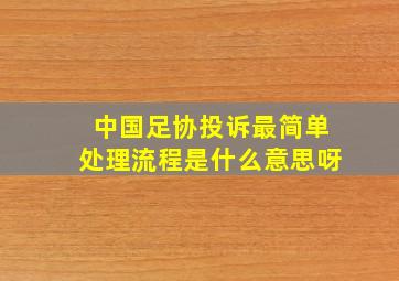 中国足协投诉最简单处理流程是什么意思呀