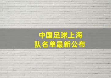 中国足球上海队名单最新公布