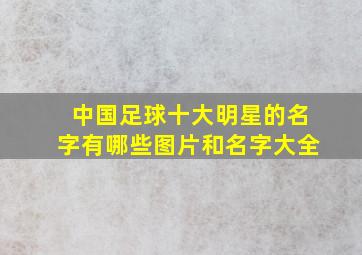 中国足球十大明星的名字有哪些图片和名字大全