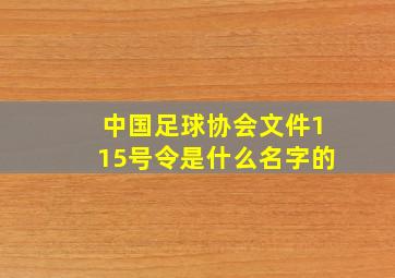 中国足球协会文件115号令是什么名字的