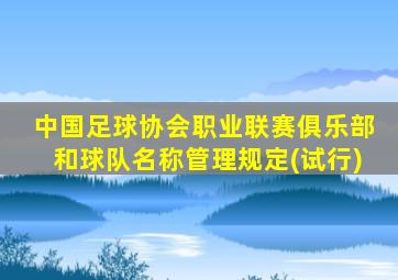 中国足球协会职业联赛俱乐部和球队名称管理规定(试行)