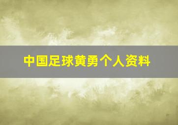 中国足球黄勇个人资料