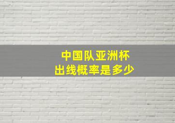 中国队亚洲杯出线概率是多少