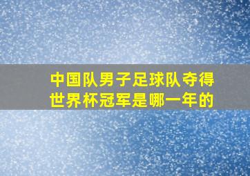 中国队男子足球队夺得世界杯冠军是哪一年的