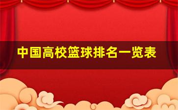 中国高校篮球排名一览表