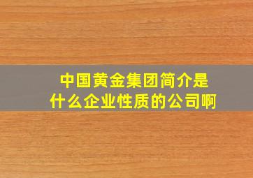 中国黄金集团简介是什么企业性质的公司啊