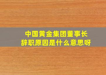 中国黄金集团董事长辞职原因是什么意思呀