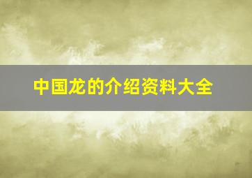 中国龙的介绍资料大全