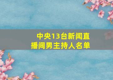 中央13台新闻直播间男主持人名单