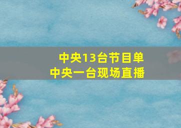 中央13台节目单中央一台现场直播