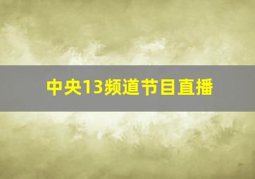 中央13频道节目直播