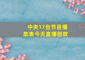 中央17台节目播放表今天直播回放