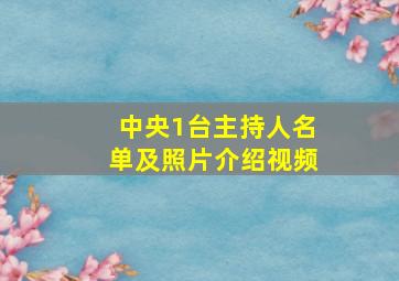 中央1台主持人名单及照片介绍视频