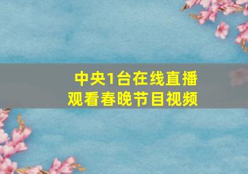 中央1台在线直播观看春晚节目视频