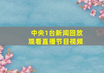 中央1台新闻回放观看直播节目视频