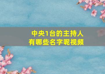 中央1台的主持人有哪些名字呢视频