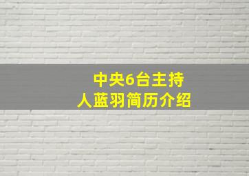 中央6台主持人蓝羽简历介绍