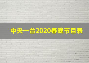 中央一台2020春晚节目表