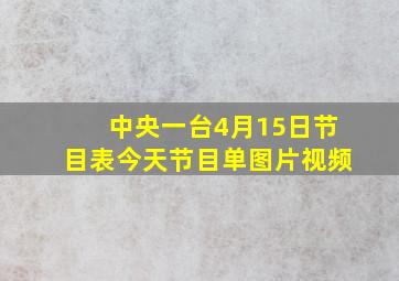 中央一台4月15日节目表今天节目单图片视频