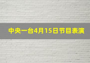 中央一台4月15日节目表演