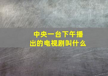 中央一台下午播出的电视剧叫什么