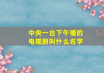 中央一台下午播的电视剧叫什么名字