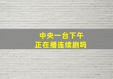 中央一台下午正在播连续剧吗