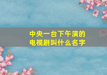 中央一台下午演的电视剧叫什么名字