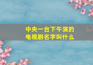 中央一台下午演的电视剧名字叫什么