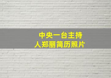 中央一台主持人郑丽简历照片