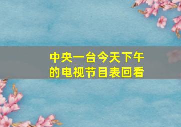 中央一台今天下午的电视节目表回看