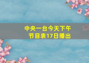 中央一台今天下午节目表17日播出