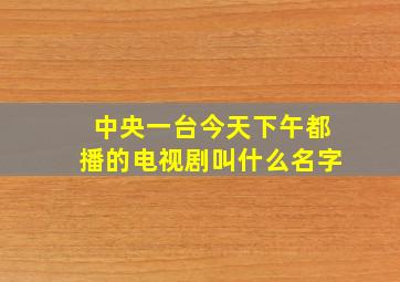 中央一台今天下午都播的电视剧叫什么名字