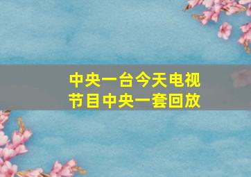 中央一台今天电视节目中央一套回放